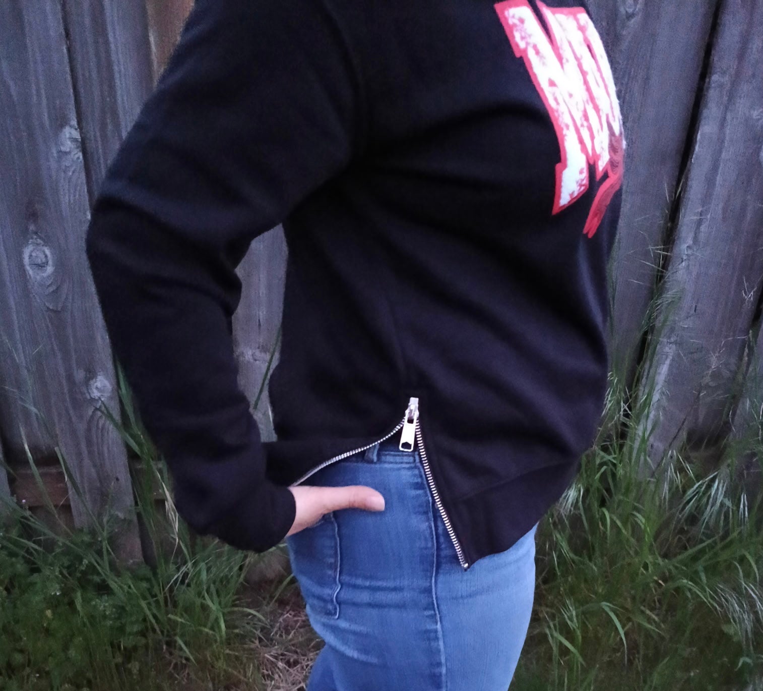Black Crewneck with side zips