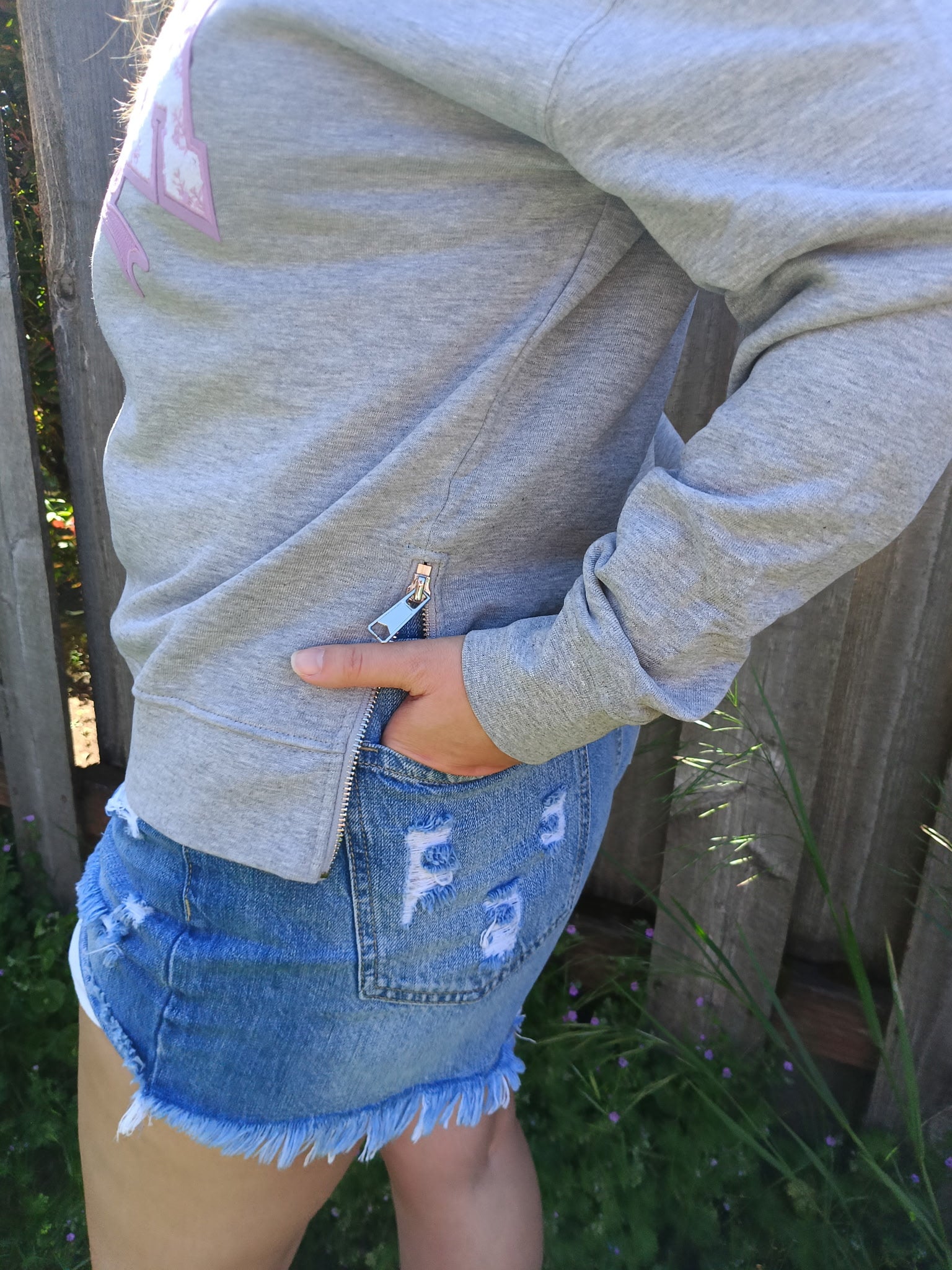 Heather Gray Crewneck with side zips