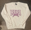 Pink Embroidered “Mama” White Crewneck