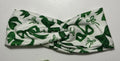 Green bows on white Twisted Knot headband