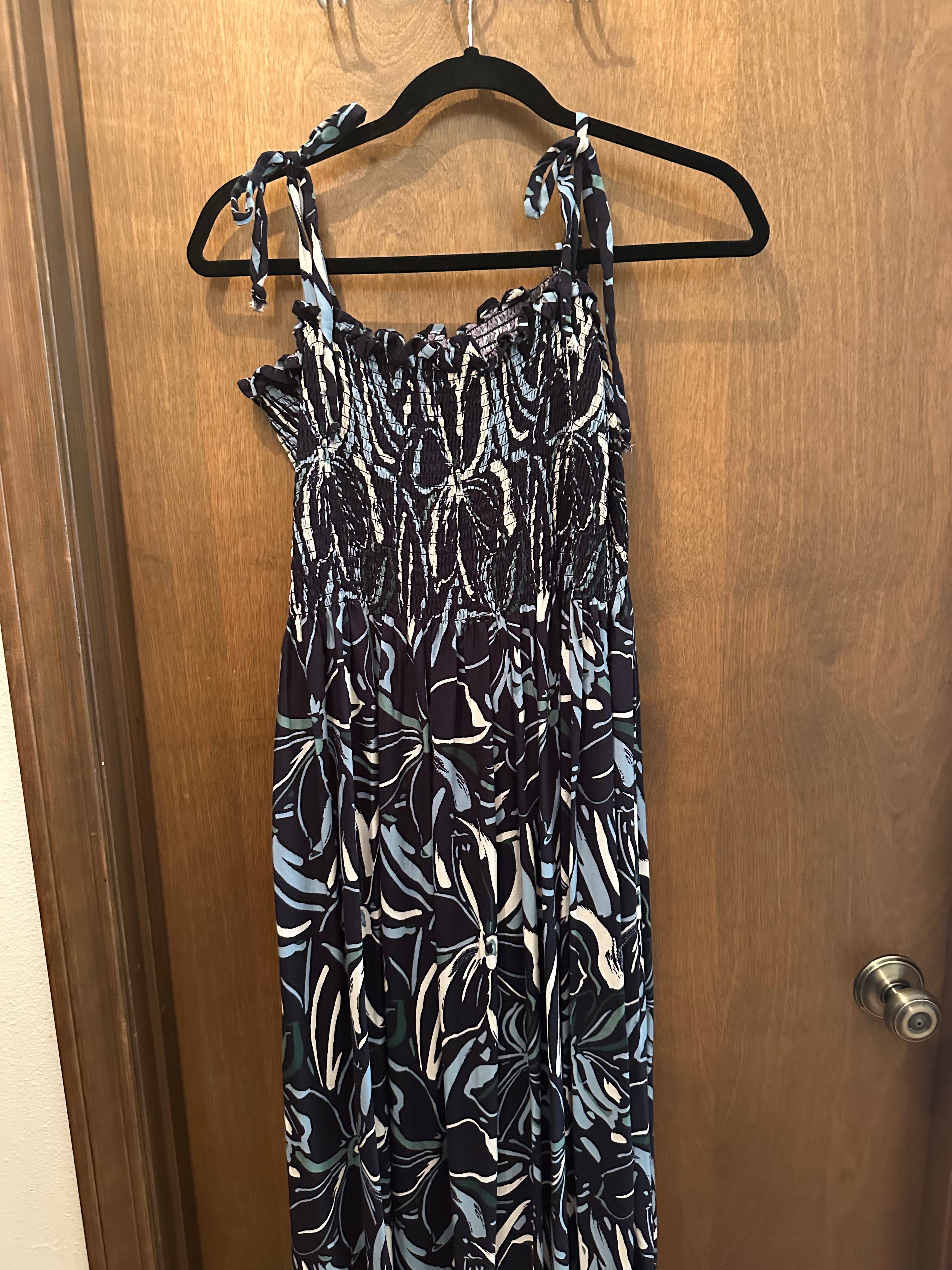 Blue, White & Green Hawaiian Flowers Dress