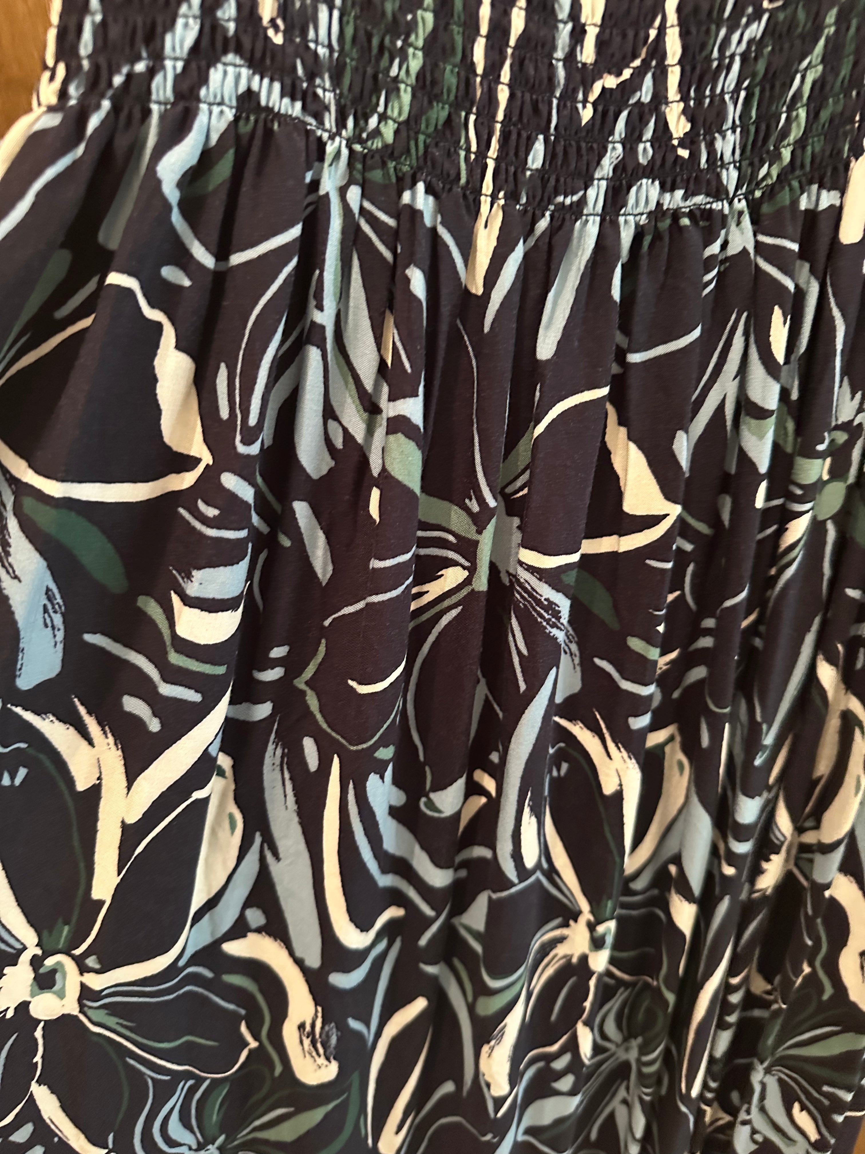 Blue, White & Green Hawaiian Flowers Dress