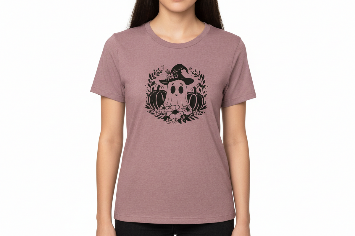 Friendly Ghost with Witchy hat T-shirt