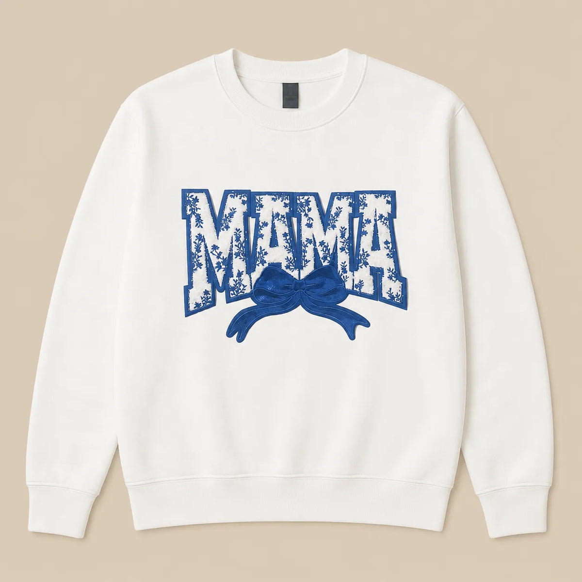 Blue Embroidered “Mama” Crewneck (White or Red)