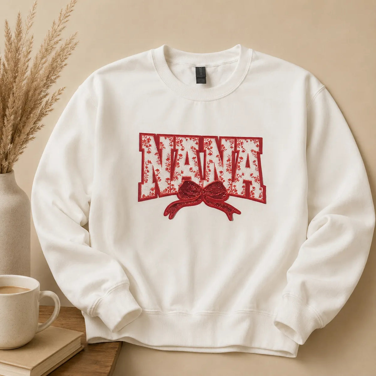 Red Embroidered “Nana” on Crewneck (White or Red)