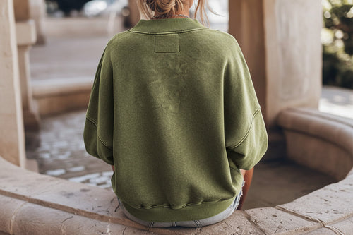 "Wicked Little Thing" Green Drop Shoulder Crew Neck Pullover Sweatshirt